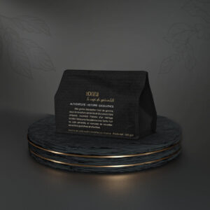 Black and gold cosmetic packaging mockup